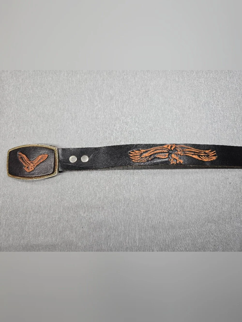 Vintage Alumaline 4108 Eagle Belt Buckle BB-317 Leather Inlay Western Americana